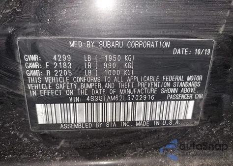 2020 Subaru Impreza Sport 5-Door из США, поврежденный, VIN 4S3GTAM62L3702916